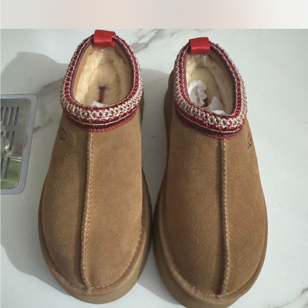 UGG Cream and Red Lined Slippers/ not authentic